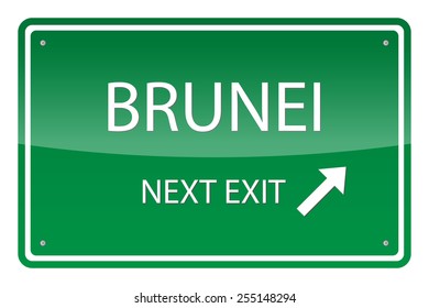 Green road sign, vector - Brunei