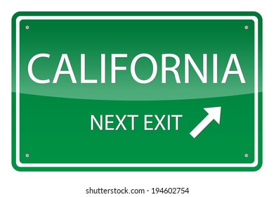 Green road sign, vector - California