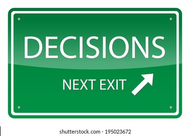 Green road sign, vector - Decisions