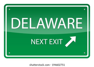 Green road sign, vector - Delaware