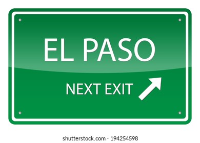 Green road sign, vector - El Paso