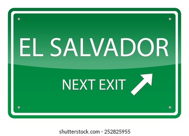 Green road sign, vector - El Salvador