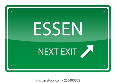 Green road sign, vector - Essen