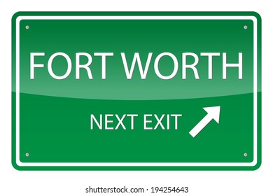 Green road sign, vector - Fort Worth