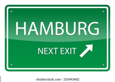 Green road sign, vector - Hamburg