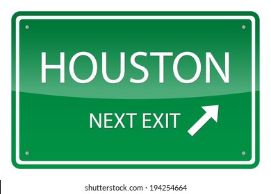 Green road sign, vector - Houston