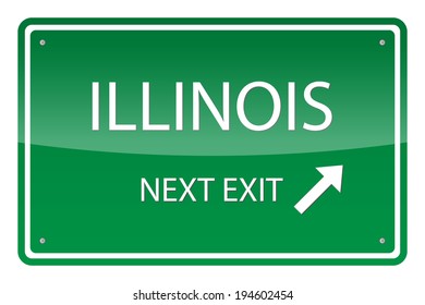 Green road sign, vector - Illinois