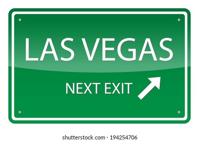 Green road sign, vector - Las Vegas