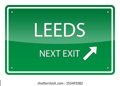 Green road sign, vector - Leeds