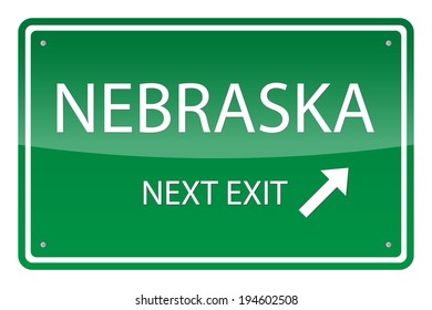 Green road sign, vector - Nebraska