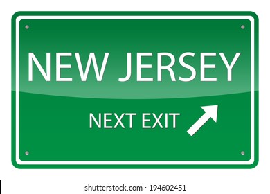 Green road sign, vector - New Jersey