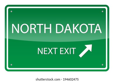 Green road sign, vector - North Dakota