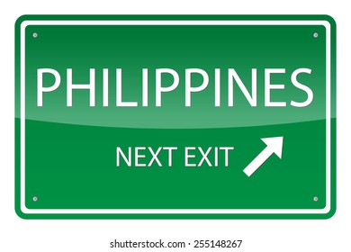 Green road sign, vector - Philippines