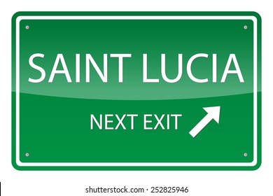 Green road sign, vector - Saint Lucia