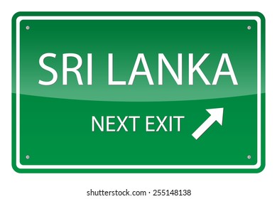 Green road sign, vector - Sri Lanka