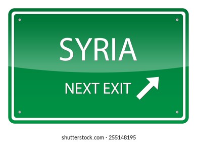 Green road sign, vector - Syria