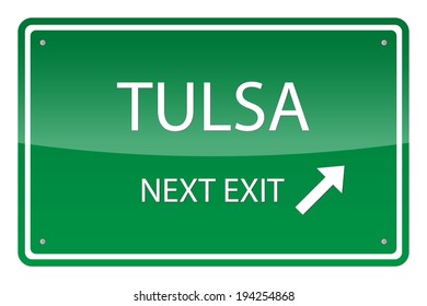 Green road sign, vector - Tulsa