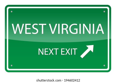 Green road sign, vector - West Virginia