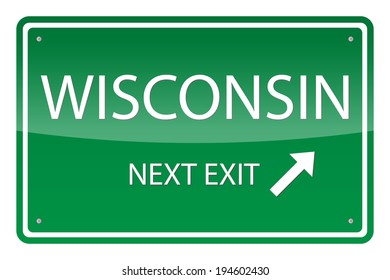 Green road sign, vector - Wisconsin