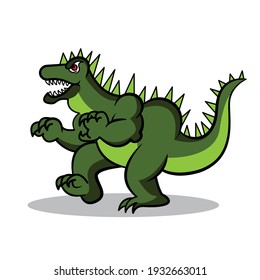 Dinosaurio verde ruidoso. Dinosaurio carnívoro prehistórico. Ilustración vectorial aislada en fondo blanco. 