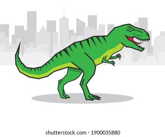 Green Roaring Tyrannosaurus. Prehistoric Carnivorous Dinosaur T Rex