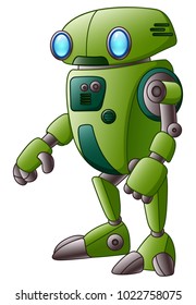 Green robot cartoon character isolated on white background