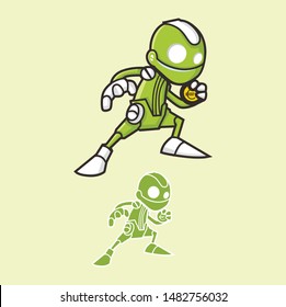 green robot character vector design