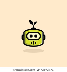 Green Robot Cute Agriculture Vektorgrafik Cartoon perfekt für die Landwirtschaft, zukünftige Innovation, etc