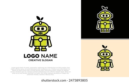 Green Robot Cute Agriculture Vektorgrafik Cartoon perfekt für die Landwirtschaft, zukünftige Innovation, etc