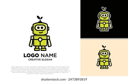 Green Robot Cute Agriculture Vector Cartoon perfect for agriculture, future innovation, etc