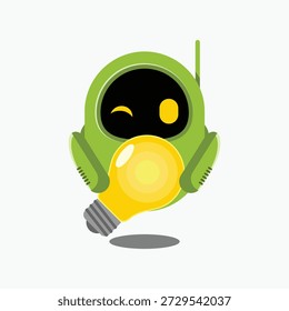 Green Robot Holding A Light Bulb
