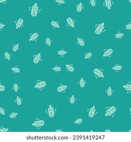 Icono de Robot verde aislado patrón sin fisuras sobre fondo verde. Inteligencia artificial, aprendizaje automático, computación en la nube.  Vector