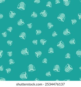 Green Robot icon isolated seamless pattern on green background. Artificial intelligence, machine learning, cloud computing.  Vector