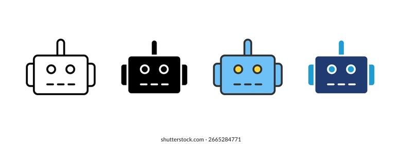 Conjunto de iconos de robot verde Colección de estilo múltiple