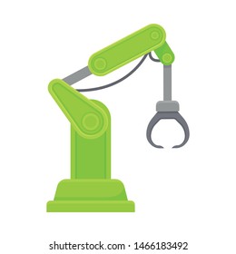 Green robotic arm. Vector illustration on white background.