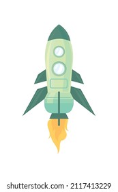 green rocket illustration over white