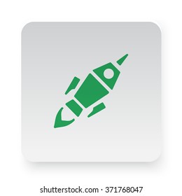 Green Rocket Launch icon on white app button