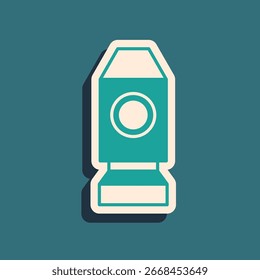 Green Rocket ship icon isolated on green background. Space travel. Long shadow style. Vector