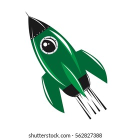 Green Rocket. Startup. Vector Illustration