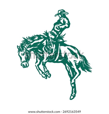 Green Rodeo Cowboy Vector Illustration