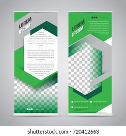 Green roll up banner stand design template