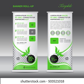 Green Roll up banner, stand template, banner design, cosmetics banner, spa roll up, pull up, flyer design,x-banner