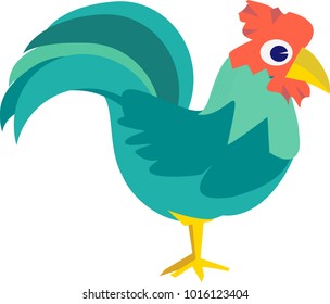 Green Rooster Vector Illustration