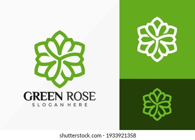 Green Rose Floral Logo Vector Design. Abstract emblem, designs concept, logos, logotype element for template.