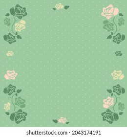 Green rose flower background and frame for decoration.