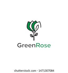 Green rose logo design vector icon illustration inspiration