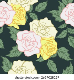Green Rose seamless flower pattern. This seamless pattern of Rose flower suitables for prints, fabrics,or subimation.