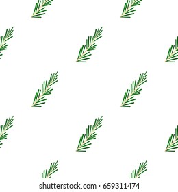 Green rosemary twig pattern seamless flat style for web vector illustration