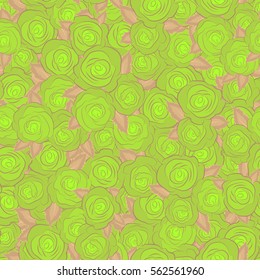 Green roses. Trendy vector seamless Floral Pattern.