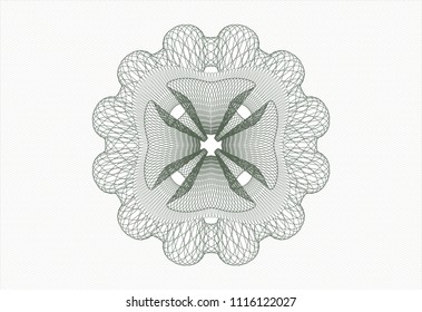 Green rosette. Linear Illustration.
